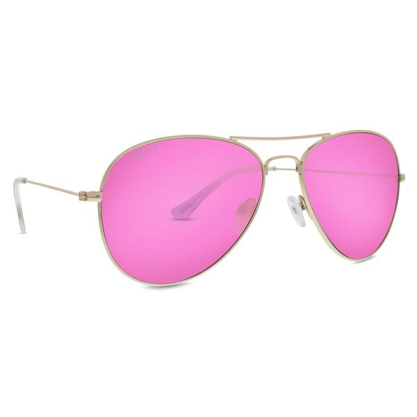 Cruz-Gold+Pink Mirror Aviator Sunglasses