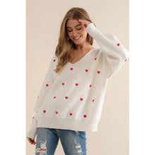 Load image into Gallery viewer, Heart Pattern Knit Pullover Sweater
