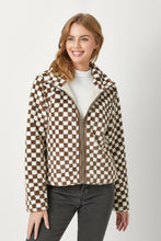 Load image into Gallery viewer, Checker Board Faux Fur Jacket
