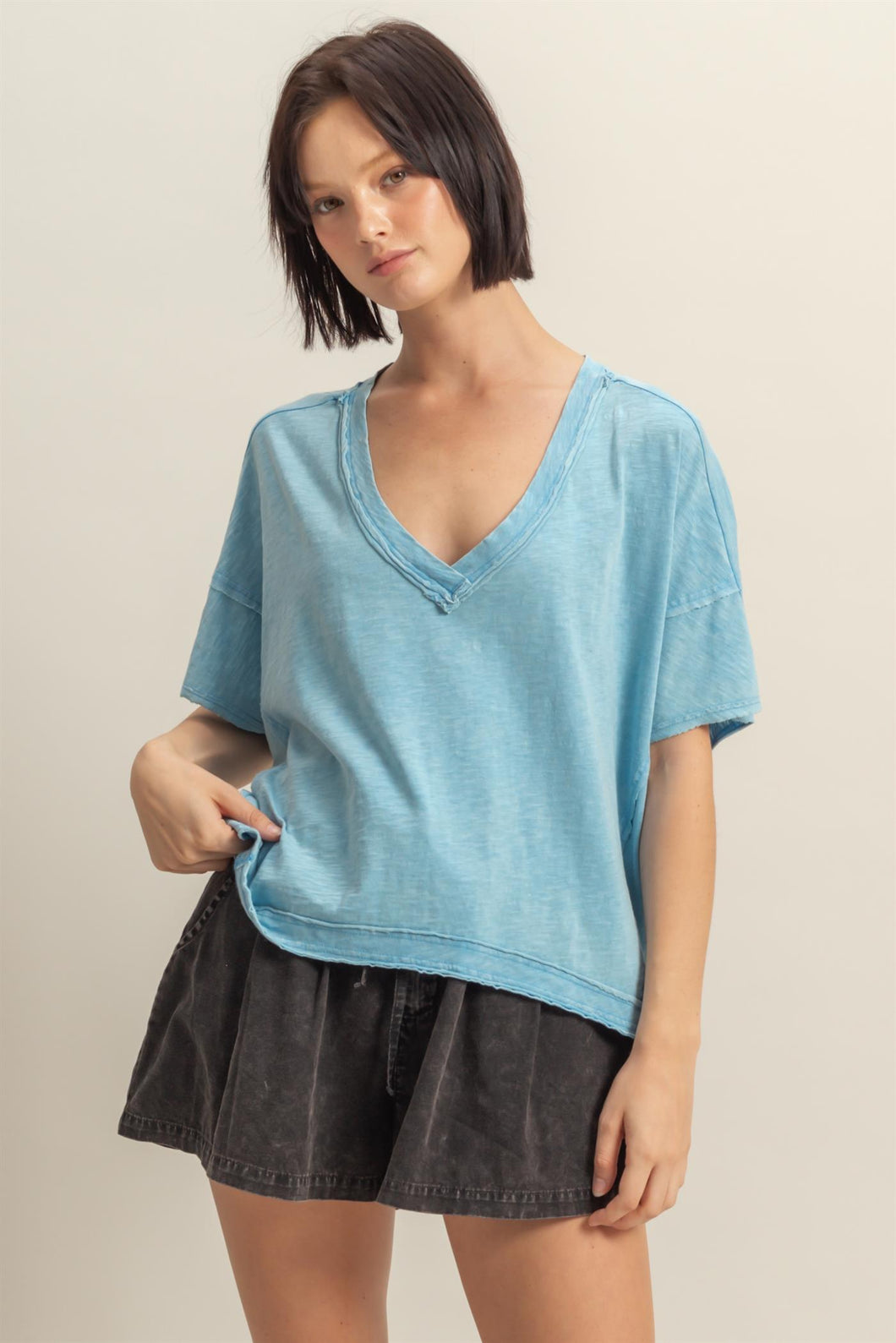 V-Neck Basic T (Blue)