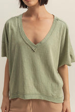 Load image into Gallery viewer, V-Neck Basic T (Sage Green)
