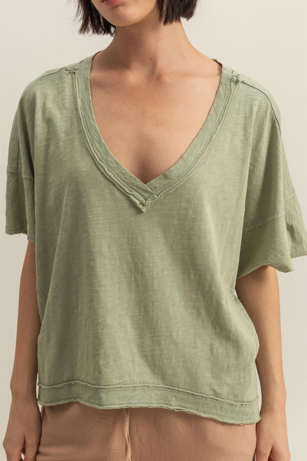 V-Neck Basic T (Sage Green)