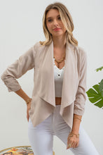 Load image into Gallery viewer, 3/4 Rouched Sleeve Blazer-Khaki

