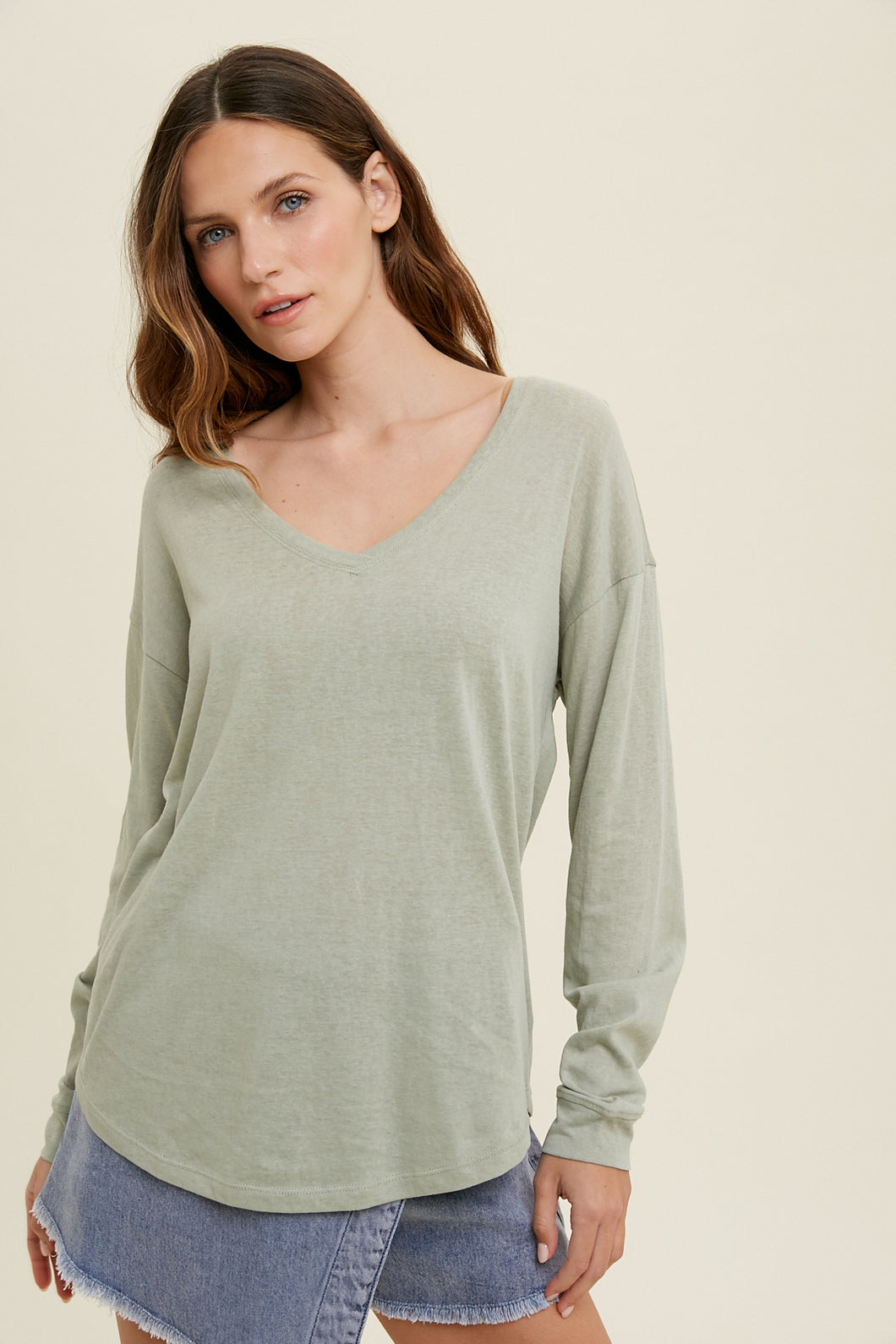 Rounded Hem Cotton Top