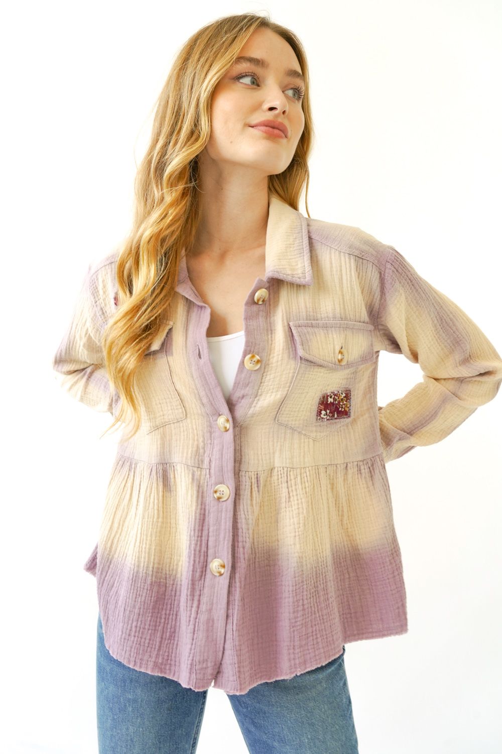 Acid washed jacket in Lavender