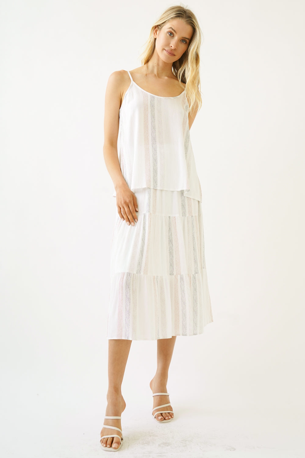 Stripe Midi Skirt in Off White
