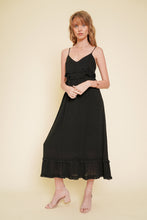 Load image into Gallery viewer, Black Frill Swiss Dot Midi Dress
