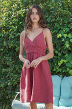 Load image into Gallery viewer, Mini Ruffle Waist Cami Dress in Rust
