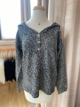 Load image into Gallery viewer, Button Down Hoodie Sweater in Black
