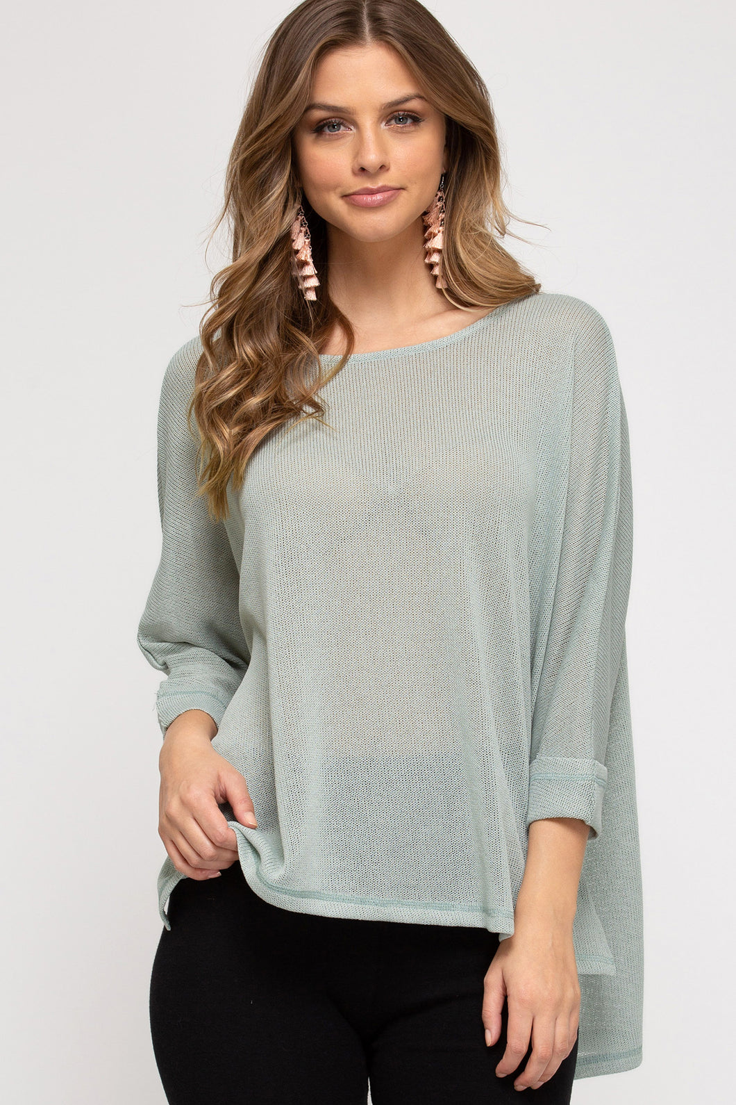 Batwing sleeve knit top