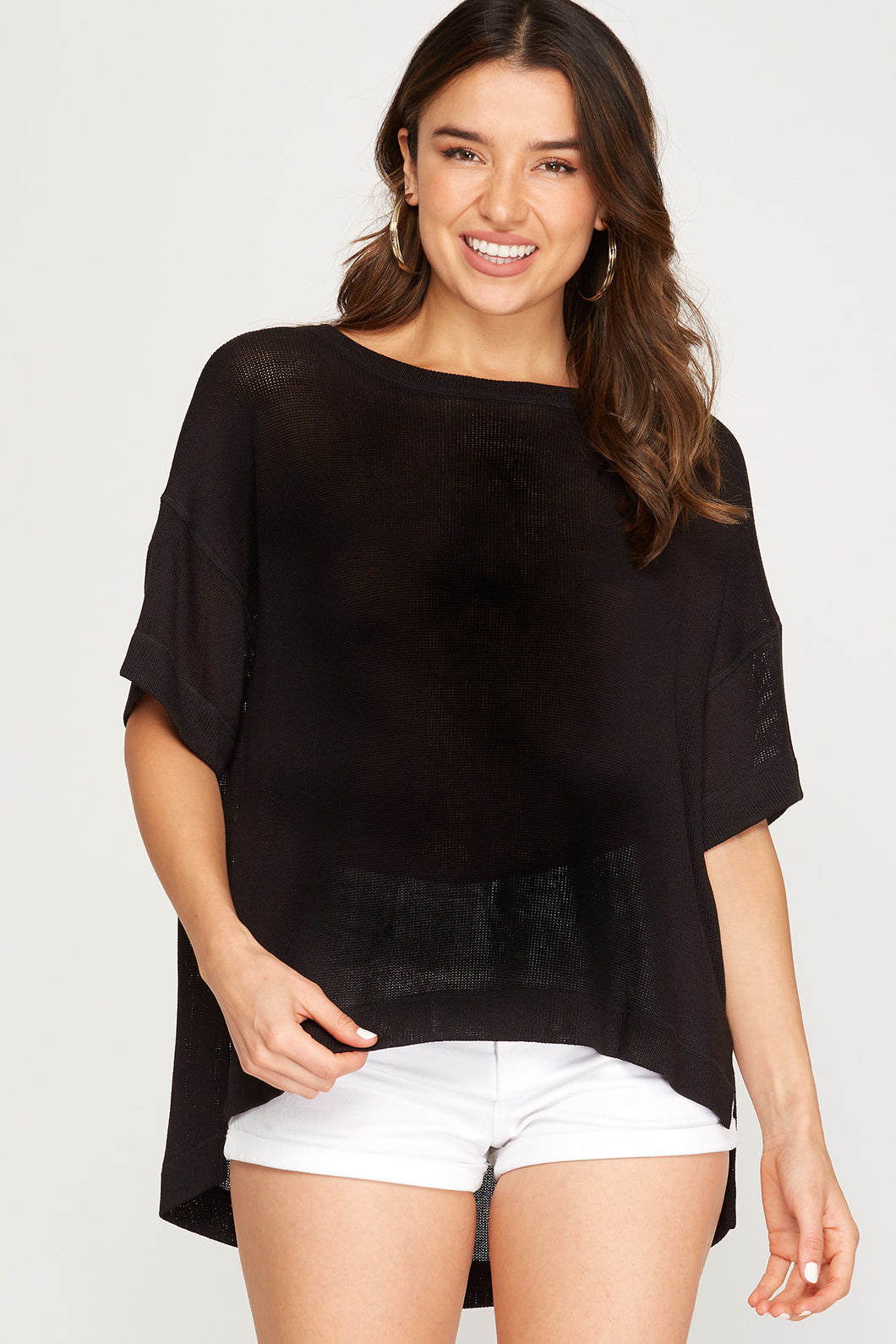 Half sleeve top in black