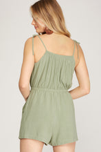 Load image into Gallery viewer, Linen Mixed Cami Romper with Pockets-Dusty Sage
