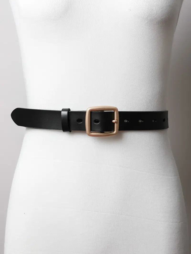 Solid Fashion Leather Belt (Black)