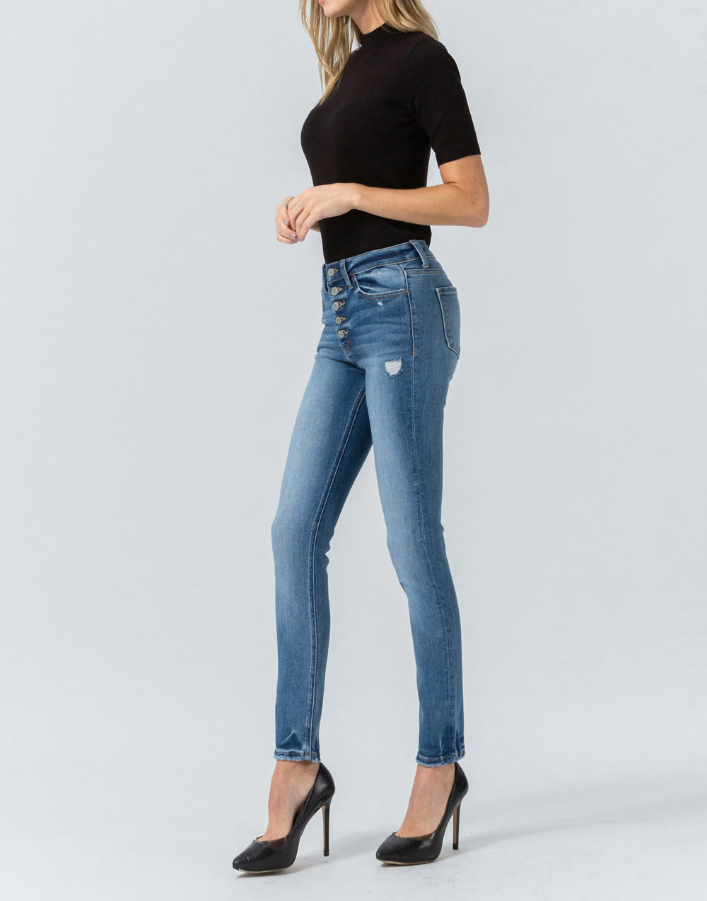 High Rise Button-up Skinny Jean
