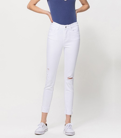 High Rise White Skinny Jeans